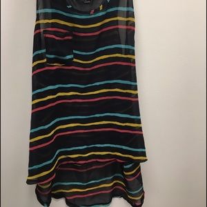 Sheer colorful striped tank